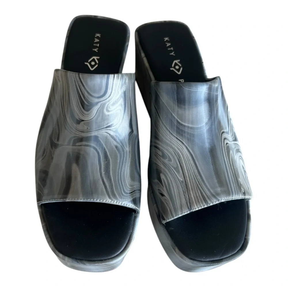 Katy Perry The Busy Bee Slide Women's Black and Gray Platform Shoes Size 8.5M
